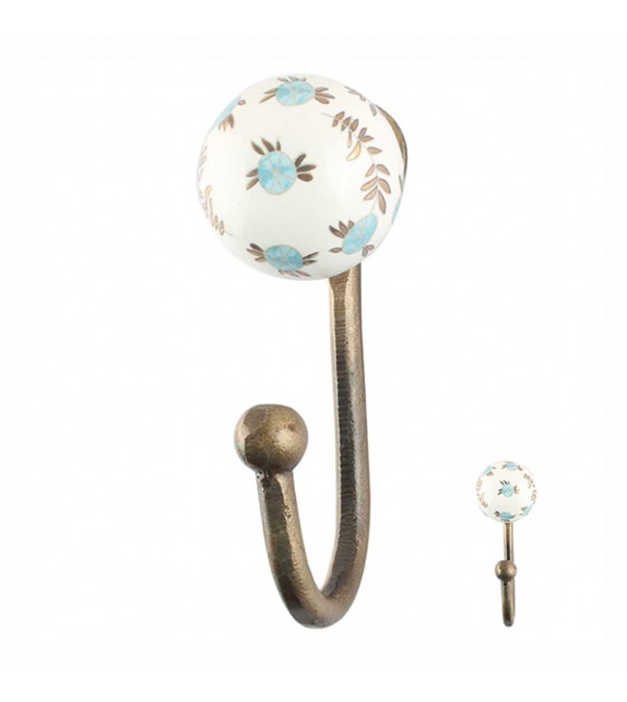 Patère murale en porcelaine vintage Adèle - Boutons Mandarine