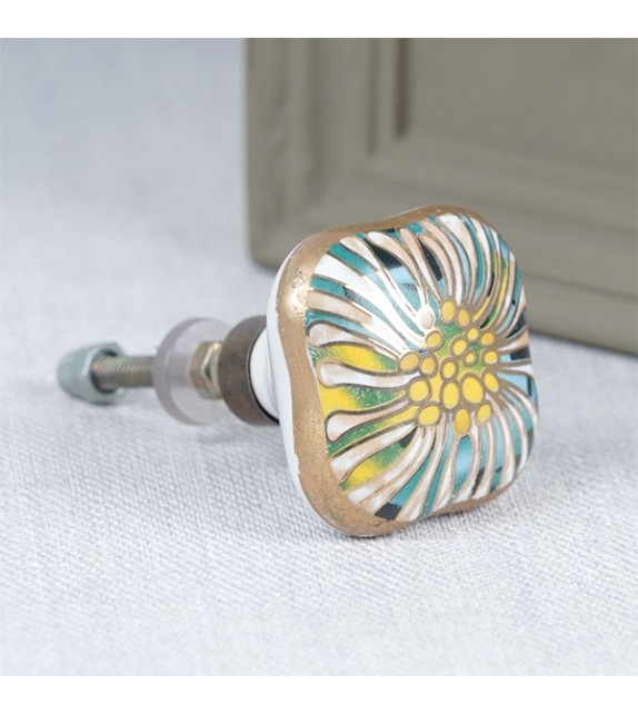 Bouton de meuble en porcelaine décor raffiné  Allure