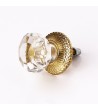 Bouton de meuble en verre facetté et métal doré Cristal