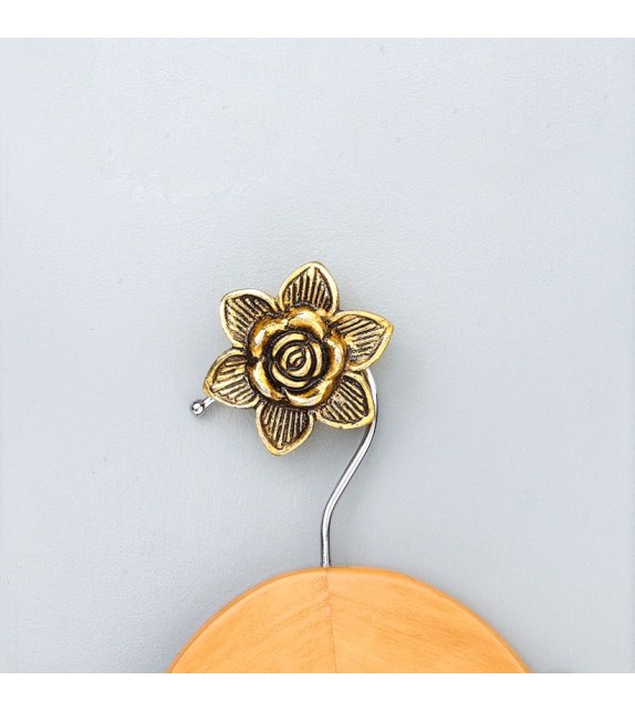 Crochet mural Fleur Rose dorée 1 crochet - Boutons Mandarine