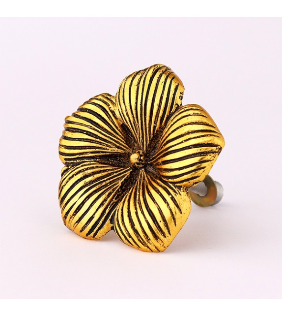 Bouton de meuble grande fleur Hibiscus dorée - Boutons Mandarine