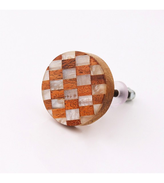 Bouton de meuble en bois et résine Damier - Boutons Mandarine