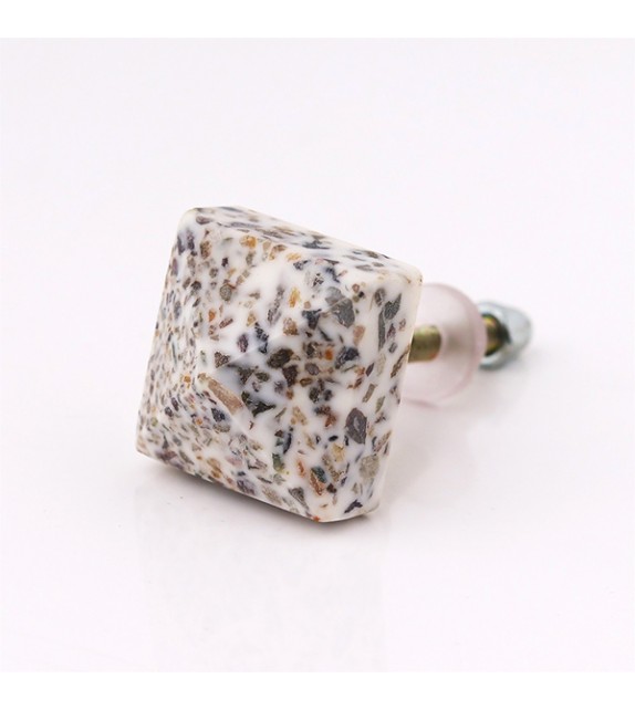 Bouton de meuble en Terrazzo pierre blanche - Boutons Mandarine