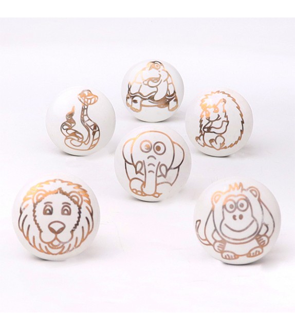 Bouton de meuble animaux dorés lion singe serpent pour chambre enfant - Boutons Mandarine