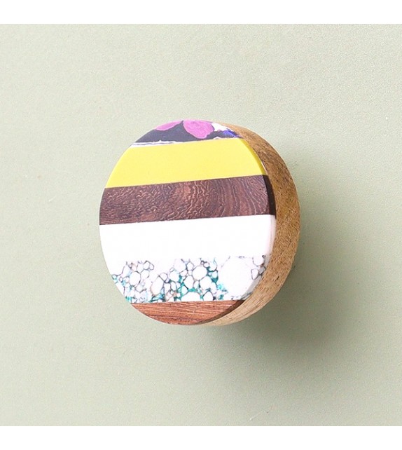 Bouton de meuble original en résine et bois multicolore - Boutons Mandarine
